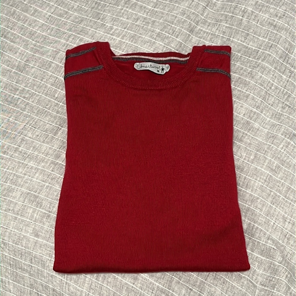 Crimson red Smartwool crew neck sweater, size M